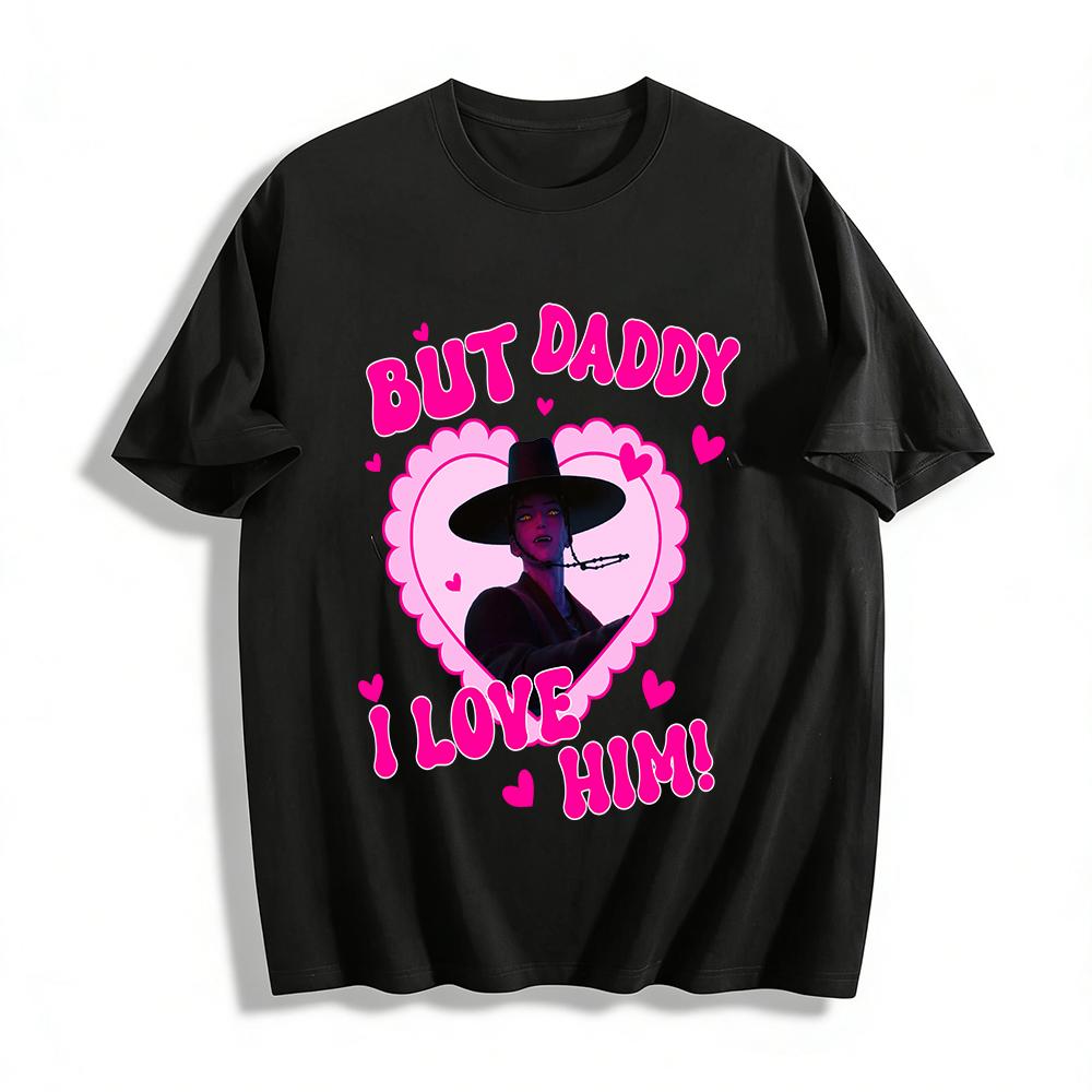 

But Daddy I Love Him Dark Cowboy Graphic Tee Gothic Romance Western Style Printed Casual T-Shirt Pure cotton T-shirt XXS