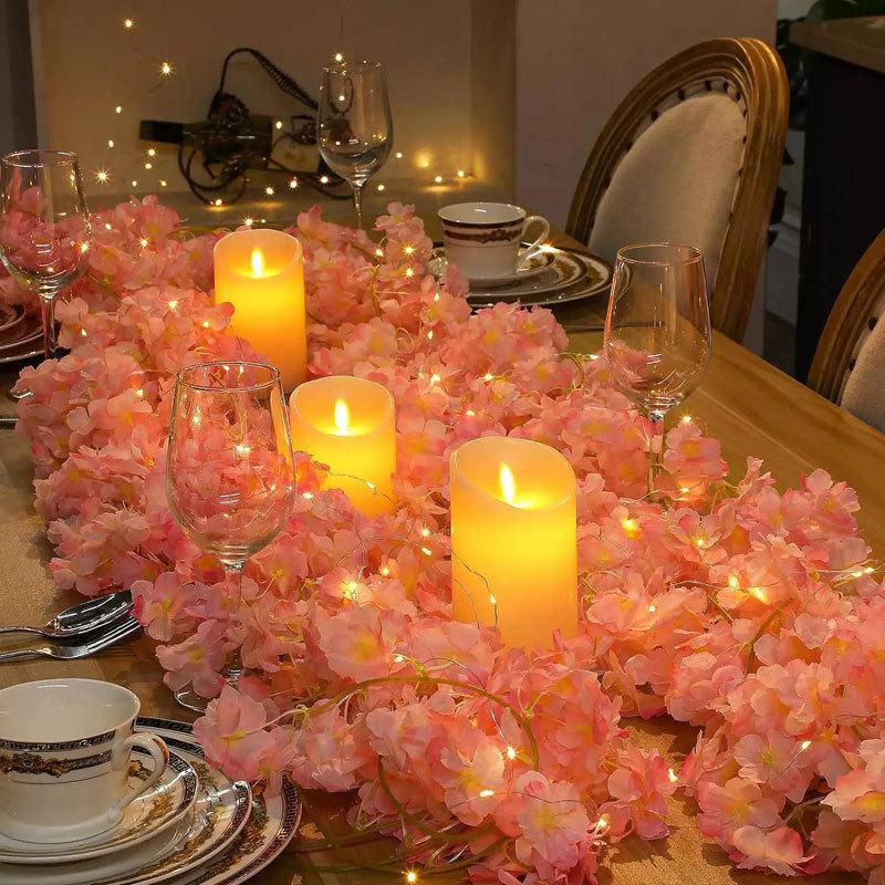 Cherry Blossom String Light 2M 20Led Garland Artificial Flower Garland Vines Fairy Lights Bedroom Wedding Party Decoration Light