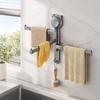Suction Cup Rotating Towel Rack 180° Rotatable Multi-Rod Dishcloth Draining Rack No Drill Wall Mount Towel Storage Hanger