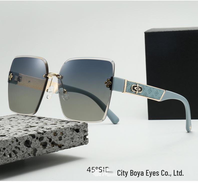 

Поляризованные нейлоновые безободковые солнцезащитные очки 2024 года с модным скошенным краем - толщина 2,5 мм синий