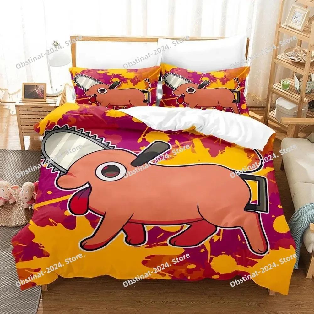 Chainsaw Man Pochita Printed Bed Set Duvet Cover Pillowcase Bedding Set Bed Linen Sheet Quilt Cover Full Queen King Size