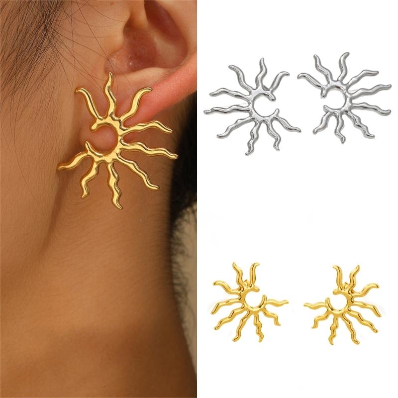 Cercei boemi geometrici cu raze de soare, stiluri vintage aurii, cercei cu picătură, pentru femei la modă, bijuterii de zi cu zi