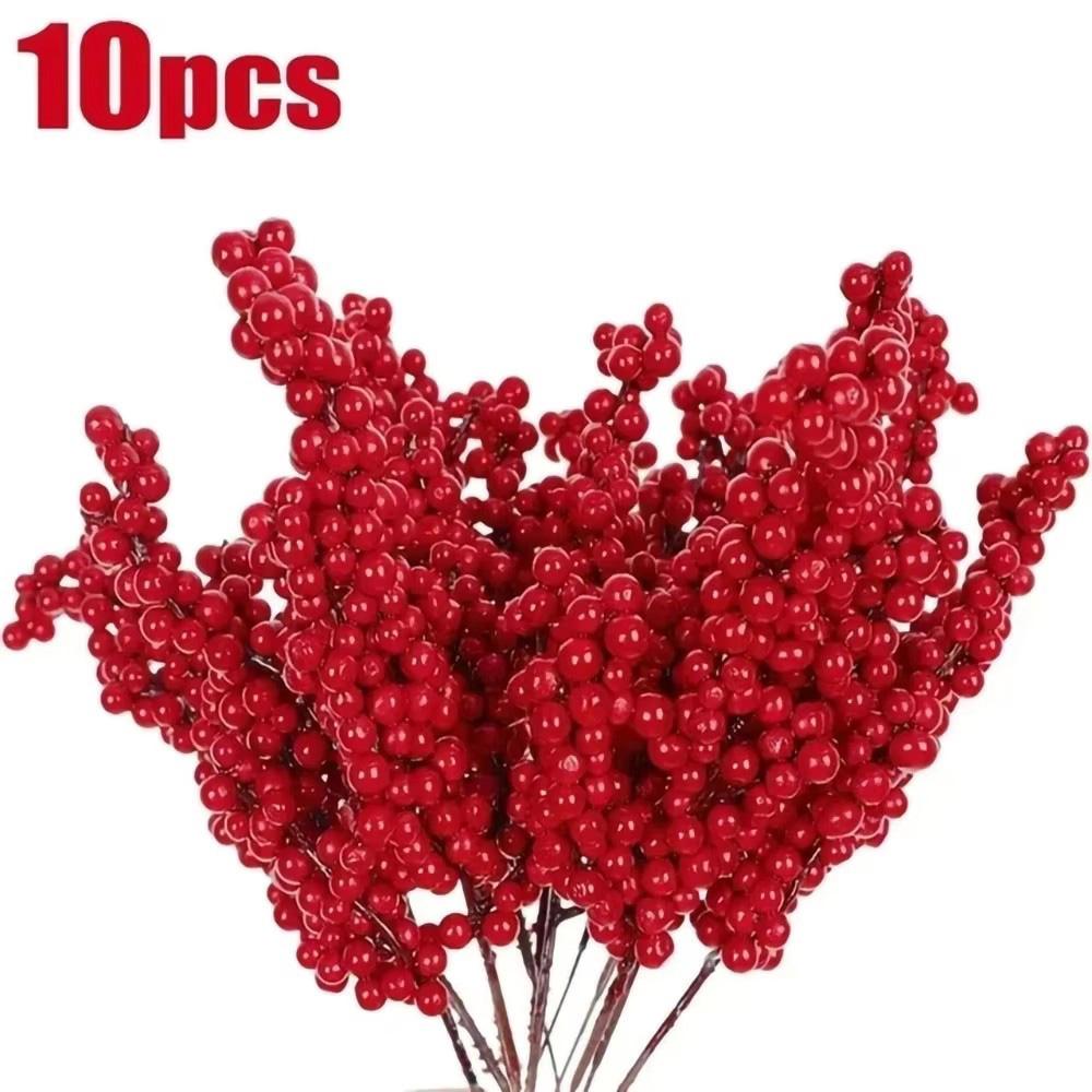 

10/20 шт. Искусственные ветки с красными ягодами к китайскому Новому году, растения с тычинками и ягодами падуба, цветы, венок, украшения для рождественской елки, вечеринки, дома