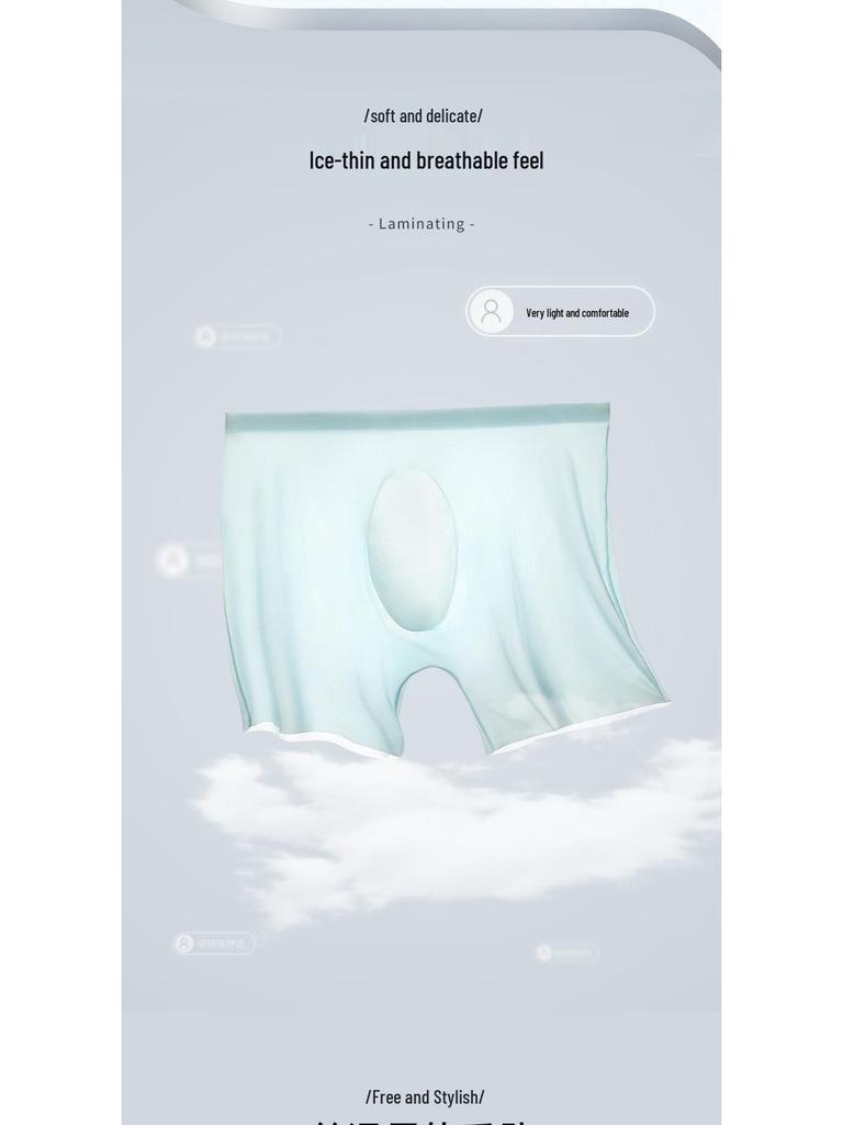 Men's 3D Molded Ice Silk Seamless Boxer Briefs - Lightweight Extended Sport Trunks