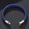 Punk Leather Bracelet For Men Stainlees Steel Clasp Cuff Bracelets & Bangles Male Jewelry Gifts