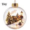 Glowing Christmas Tree Ornaments Lighted Ball Ornaments, 3D Miniature Scene Hanging with Warm LED Led Globes Light, Clear Acrylic Bauble Decoration
