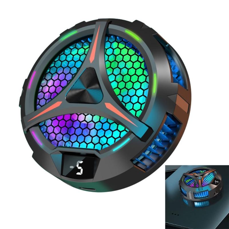 Double Mode Cooling System Digital Display Heatsink for Phone Tablet Portable Magnetic Cooling Fan with Light
