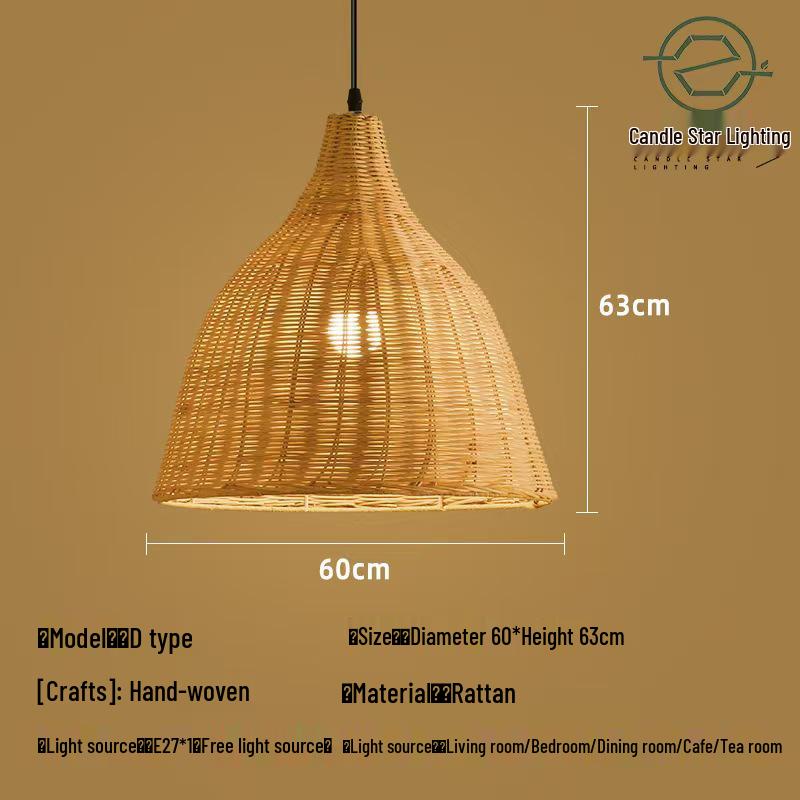Zen Style Bamboo Rattan Pendant Light for Tea Rooms and Restaurants