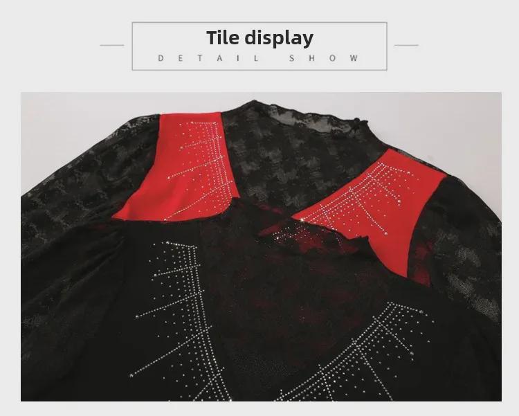 2023 Herbst Europäisches Slim-Spitzen-Langarm-Damenhemd mit Hot-Drilling-Design