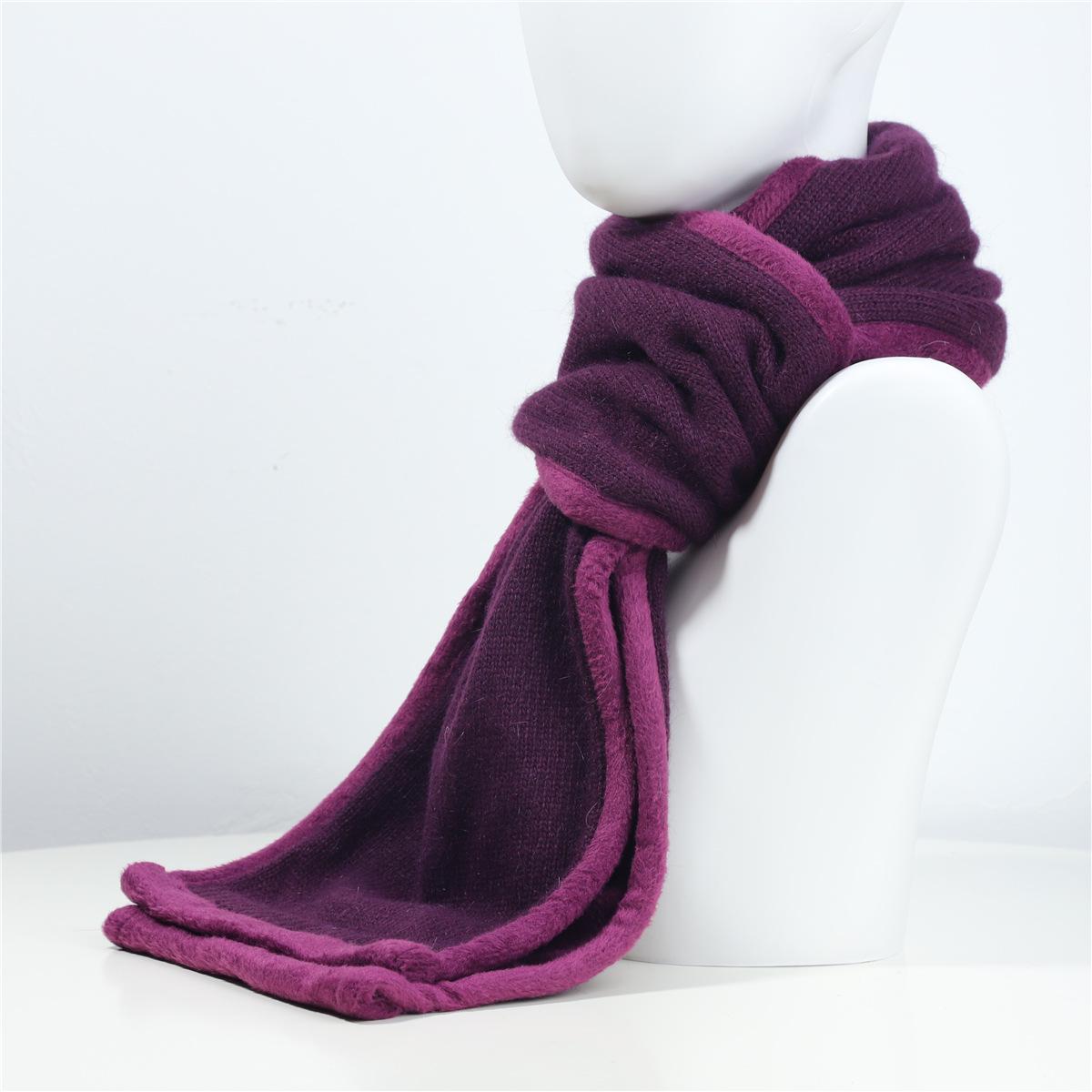 

Зимняя вязаная шерстяная шапка и шарф из кроличьего пуха 2025 для женщин и пожилых людей One Size