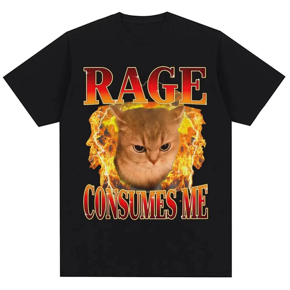 Angry Cat Rage Consumes Me Graphic T-shirt XXL