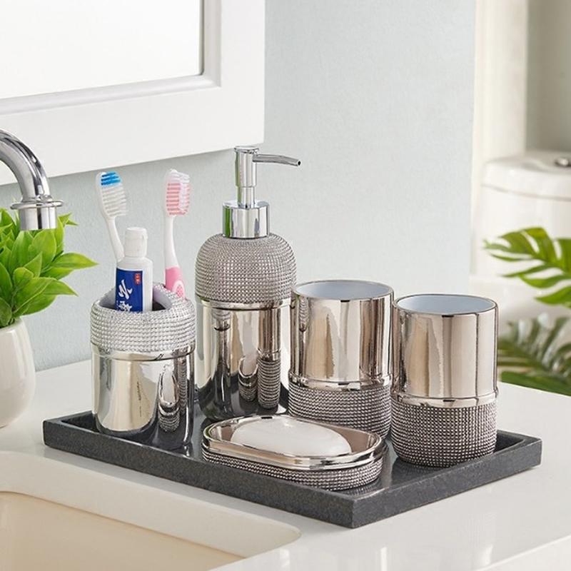

Простой стиль, креативный набор для ванной комнаты, держатель для зубных щеток, мыльница, бутылка для лосьона, 5 шт., чашка для полоскания рта, свадебные принадлежности