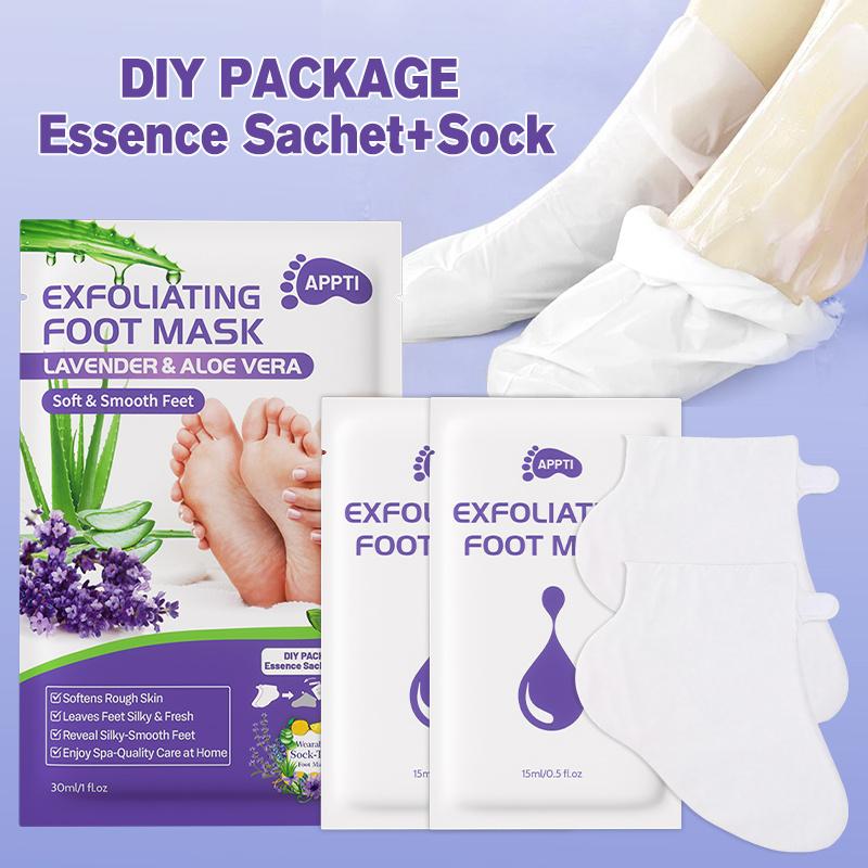 Mascarilla Hidratante para Pies de Lavanda, Mascarilla Exfoliante para Pies, Aroma a Lavanda, Mascarilla Exfoliante Suave para Pies con Ácido Láctico, Ácido Málico, Hidratante, Cuidado de Pies DIY