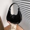 Popular women's bags spring and summer new simple and fashionable glossy shoulder bags underarm bags moon bags