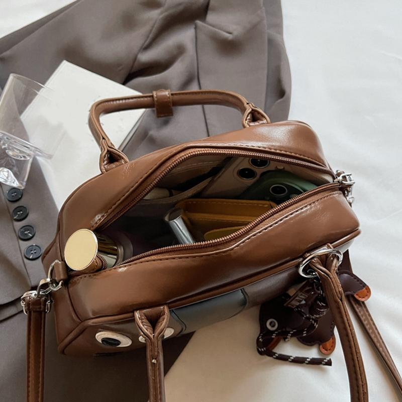 Mode PU-Leder Bowlingtasche Handtasche Einfarbig Kleine Quadratische Tasche Große Kapazität Schlichter Stil Umhängetasche Shopping CLE