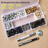 Eyelet Set Box: 100 Metal Eyelets In 4 Colors with Installation Tool for Clothing, Shoes, and Hats.