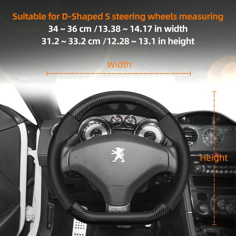 

For Peugeot Carbon Fiber Texture Perforated Leather Steering Wheel Cover 508 3008 207 2008 307 Sw 308 206 208 5008 301 Expert