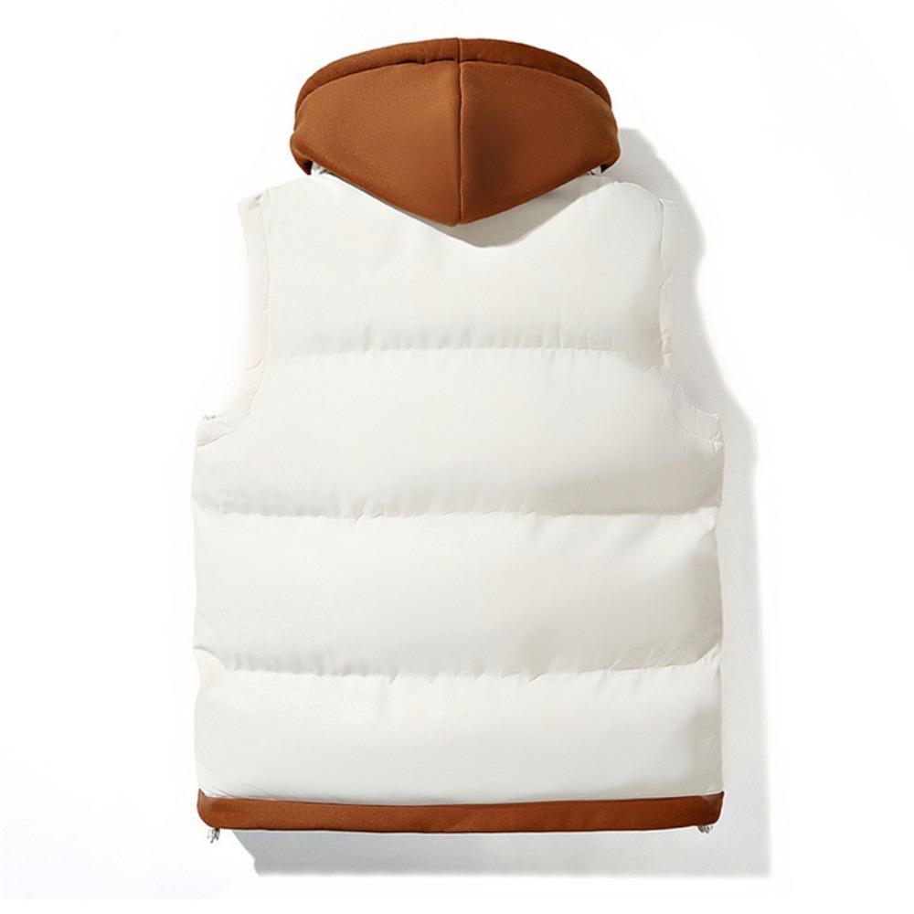 Korean Fashion Hooded Vest for Men and Women Autumn Winter Casual Sleeveless Men Coats Windproof Sleeveless Men Cotton Jacket with Hood