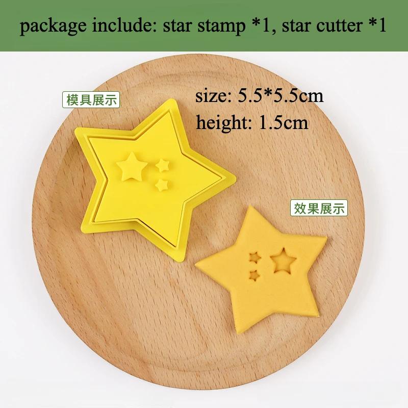 

3D PLA Christmas Mini Gingerbread House Cookie Cutters Stamp Xmas Tree Biscuit Molds Embosser Fondant Cake Decorating Tools зірка