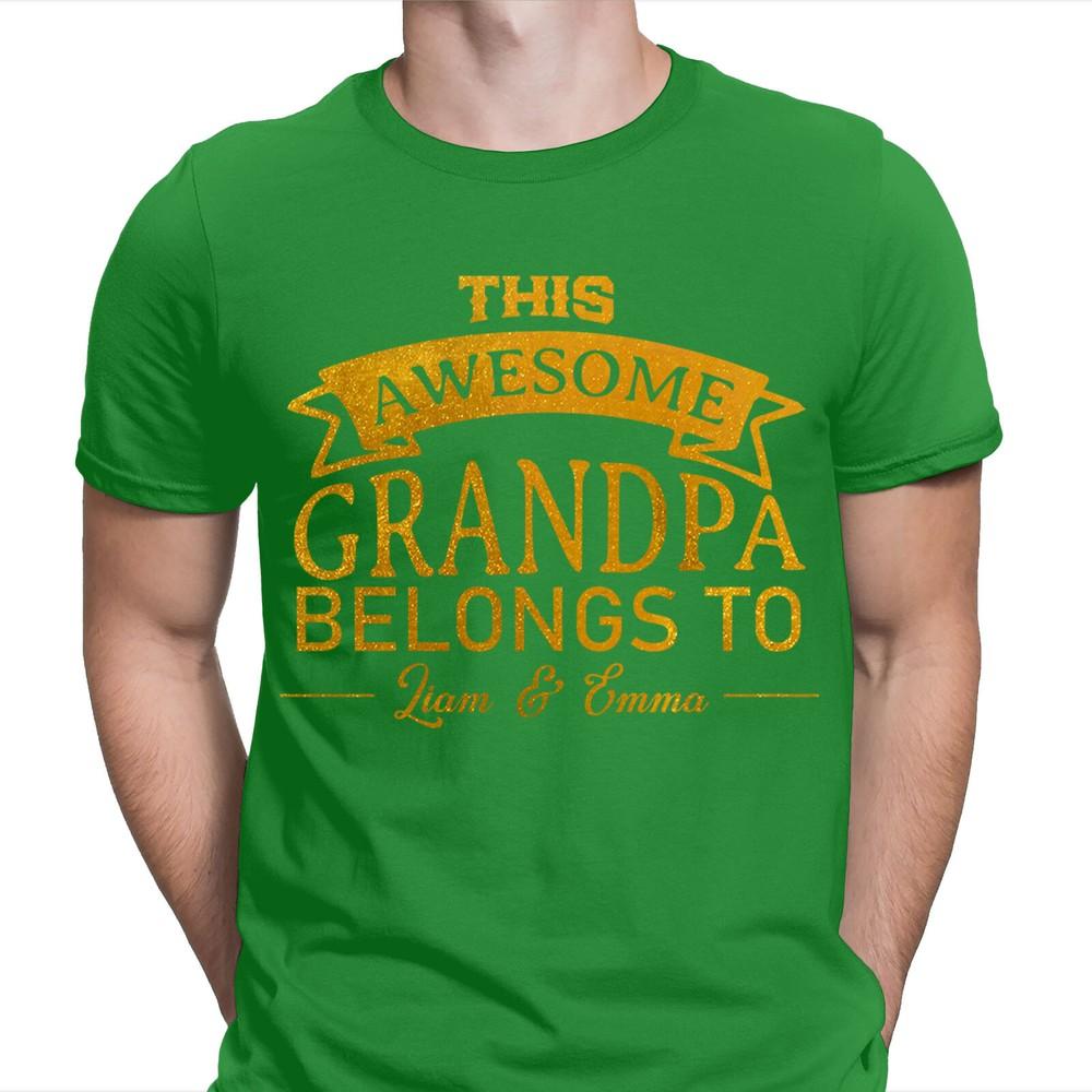 This Awesome Grandpa Belongs To Personalised Fathers Day Birthday T Shirt 2T1A1