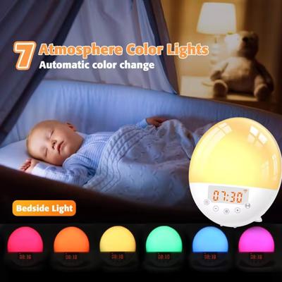 Wifi Voice Control Smart Wake- Light Alarm Clock Sunrise Natural Wake- Light Sleep Atmosphere Light Sound and Light Integrat