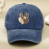 Three Leopard Print Love Pattern Women's Washed Baseball Caps, Multi-functional Dad Hat, Adjustable Sports Outdoor Cap