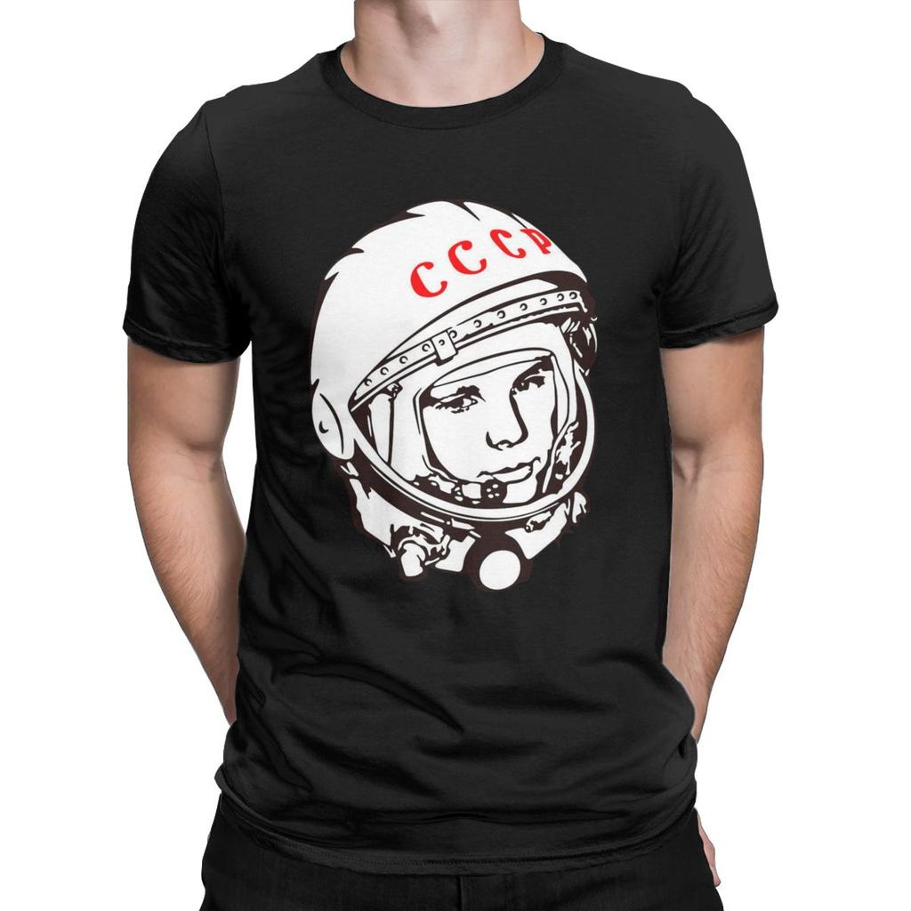Vintage Yuri Gagarin USSR T-Shirts for Men T Shirt Cosmonaut Soviet Union Astronaut CCCP Short Sleeve Tees 4XL 5XL Clothes