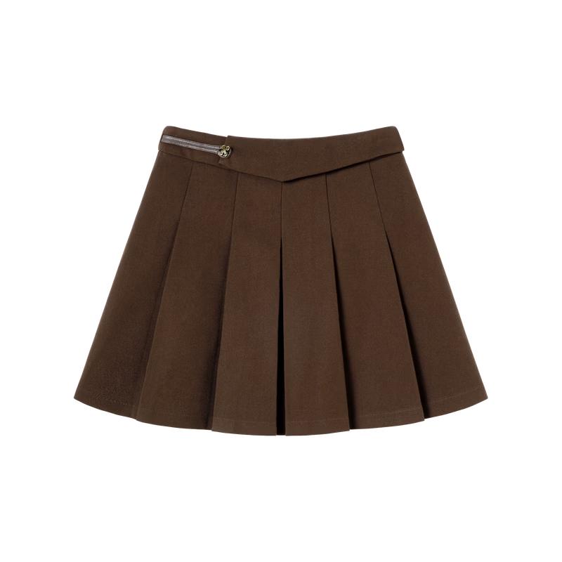 Xiangying Women s Brown Pleated A-line Skirt S