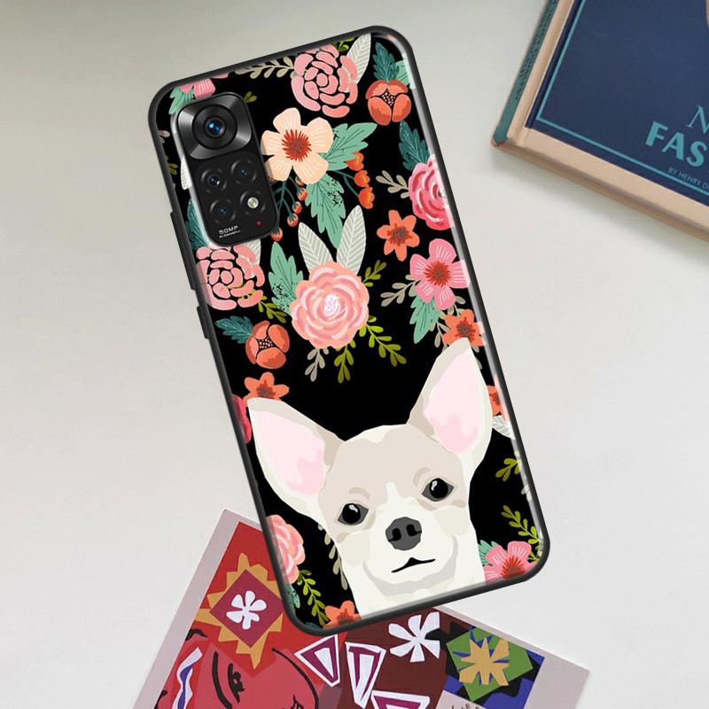 Chihuahua Face Floral Dog Case For Xiaomi Redmi Note 14 13 12 11 9 10 15 Pro Plus Redmi 15 15C 14C 13C 12C 10C Cover