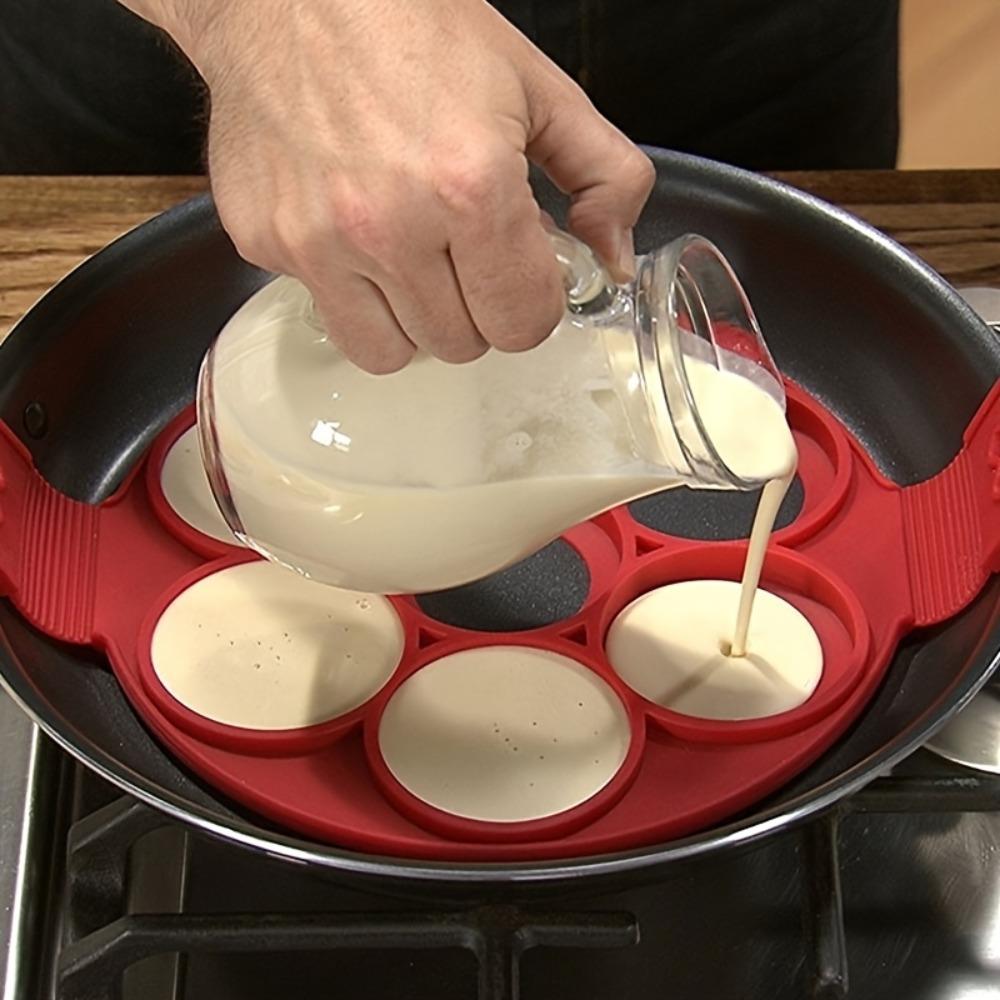 Silicone Non-Stick Pancake & Egg Maker, Easy Baking Frying Tool, Red Kitchen Essential Mini Cooker