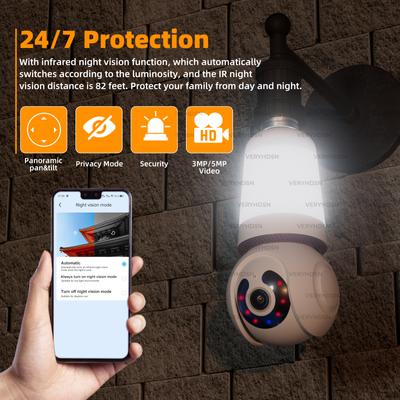 Telecamera a bulbo 5MP 5G Wifi 1/4PCS Telecamere di sorveglianza CCTV PTZ Sicurezza intelligente Monitoraggio Audio bidirezionale Visione notturna Zoom digitale 10X
