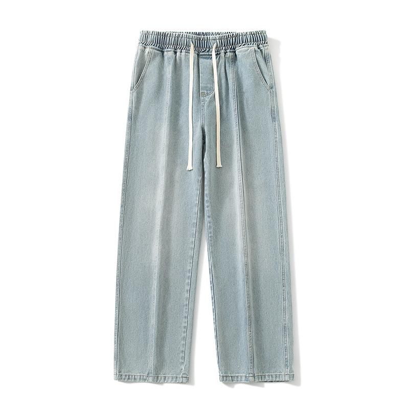 Plush Thick Jeans Men's Loose Straight Trousers with Winter Design