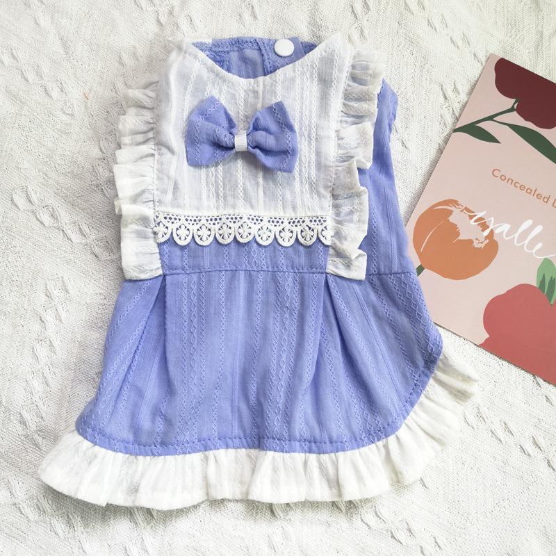 Pet Lotus Leaf Lace Dress Cat Ear Lace Dress Dog Summer Clothes Teddy Bears Schnauzer Small Puppy Spring/Summer Thin