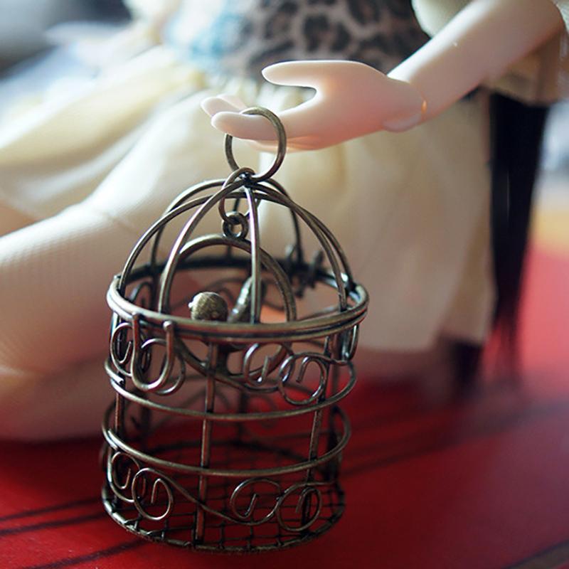 1:12 Dollhouse Miniature Furniture Metal Bird Cage For Dollhouse Decor Birdcage Size: 73mm*45mm