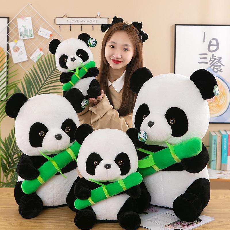 Cute Panda Plush Toy, Long Fur Soft Stuffed Animal, 30cm/55cm Height, Pp Cotton Filling