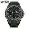 Sanda Men's Multifunctional Dual Display Luminous Waterproof Sports Watch for Teens