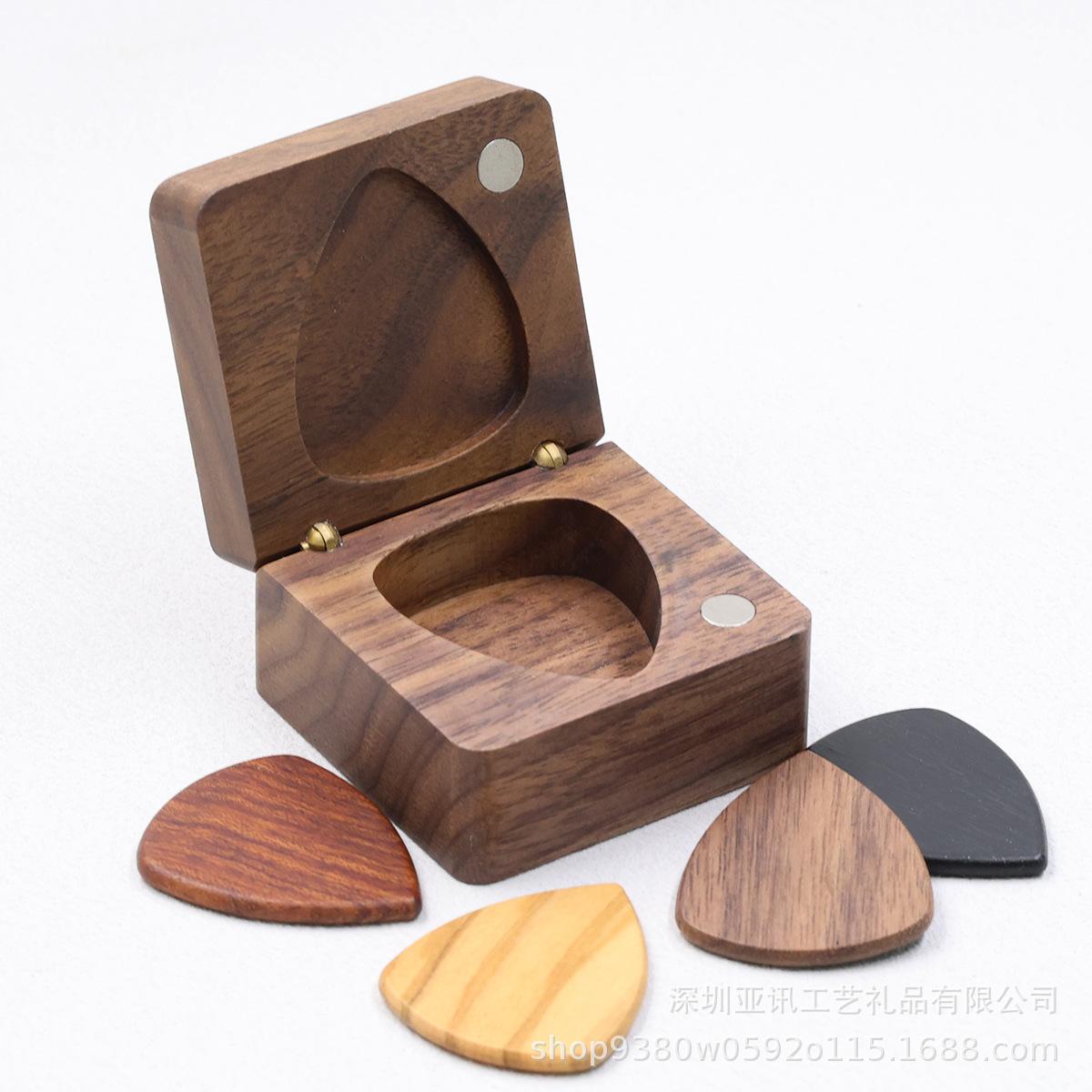 Solid Wood Black Walnut Guitar Pick Storage Box