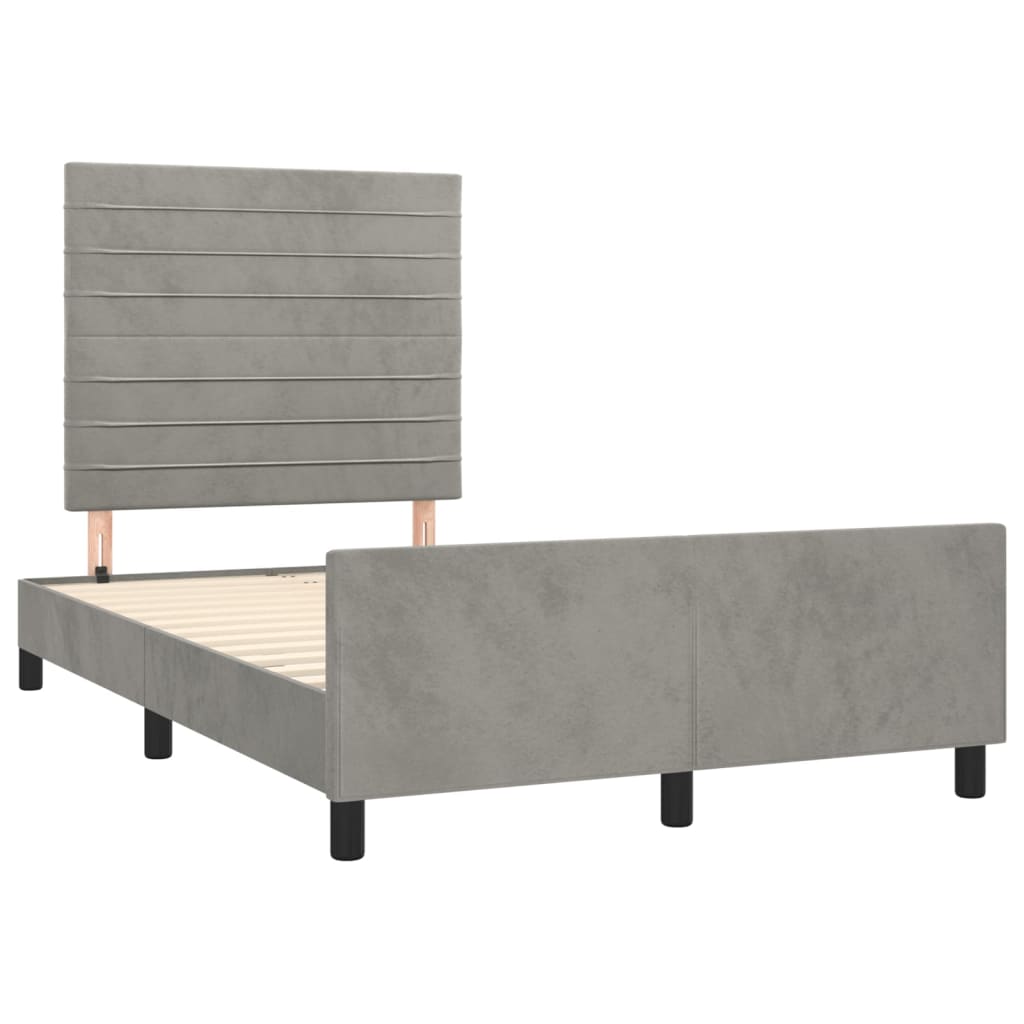 Bed Frame without Mattress Light Grey 120 x 190 cm Velvet