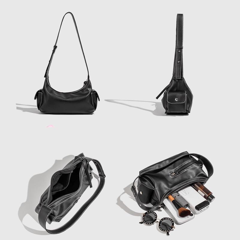 2025 Single Shoulder Retro Textured Handheld Bag for Women - Cool Spicy Girl Motorcycle Design