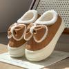 New Sweet Wind Bow Cotton Shoes Non-slip and Velvet Warm In Winter All-inclusive Heel Shoes Soft and Thick Soles Increase Height