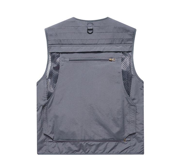 Men's Multi-Pocket Outdoor Fishing Photography Vest, V-Neck Sleeveless Plus Size Workwear 7898 Thin Design