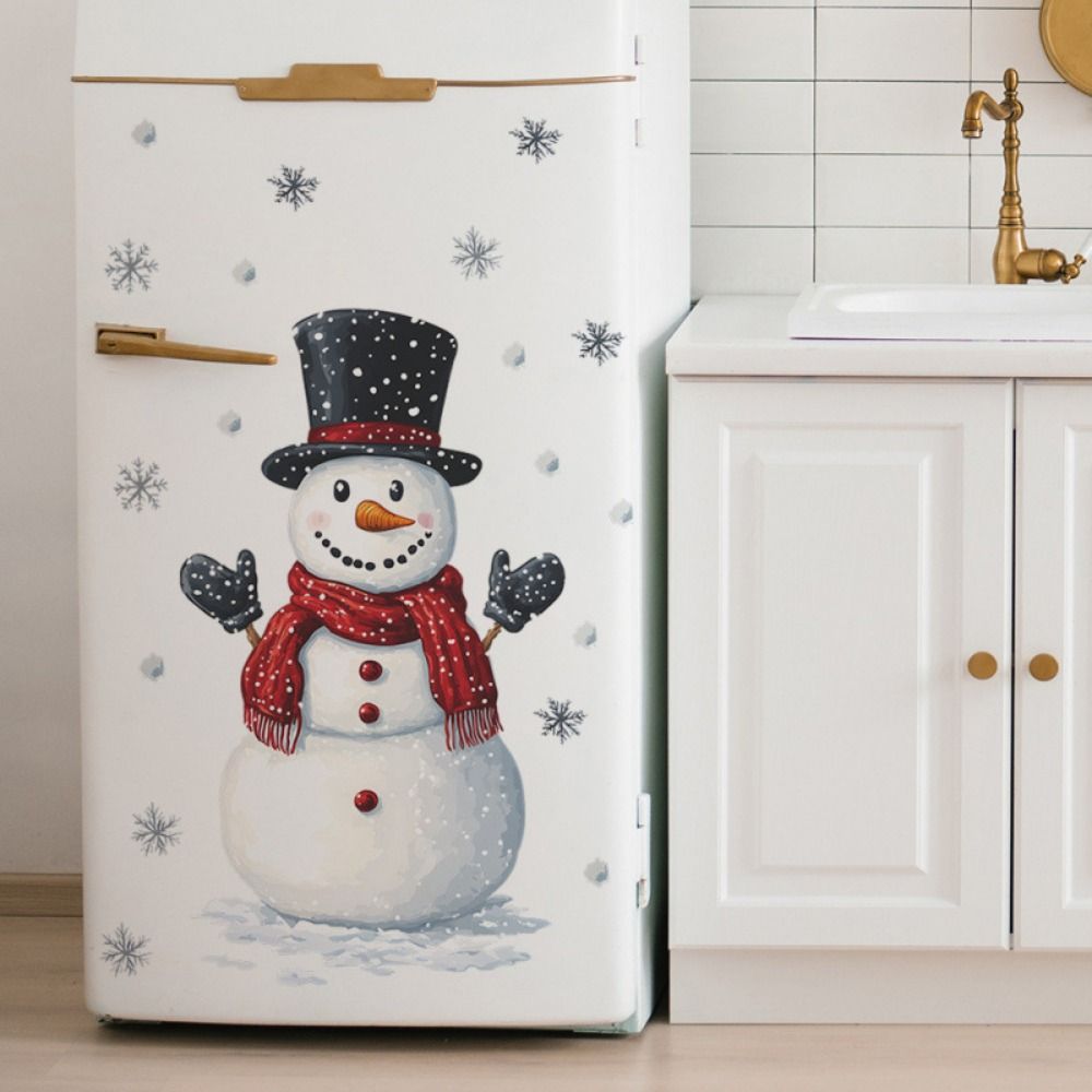 

Painted Christmas Snowman Sticker Cute Snowflake Decal 6 Styles Christmas Wall Sticker Home Style 3