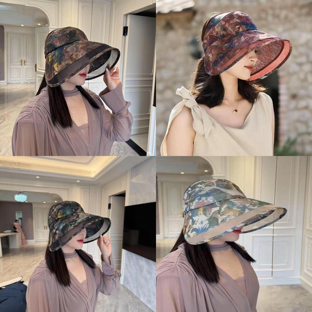 Sun Protection Hat With Large Brim For Women Summer Foldable Uv Sunshade Casual Style