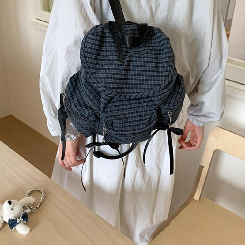 Plaids Backpacks Japanese Styles Casual Daypacks Student School Backpacks Retro Backpacks Travel Bag for Daily