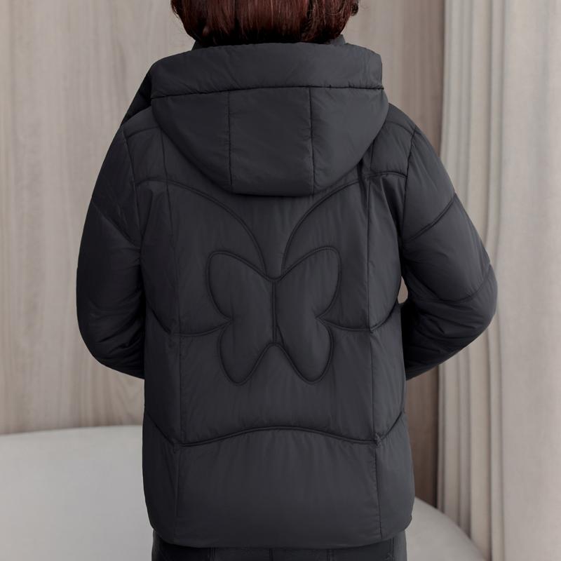 Plus Size XL-5XL Middle Age Woman Winter Short Coats Hooded Elegant Loose Thick Warm Parkas Female Jacket