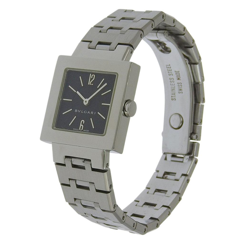 Bvlgari Quadlard Watches SQ22Stainless Steel Black blackDial Stainless Steel Quartz Analog Display Women Used