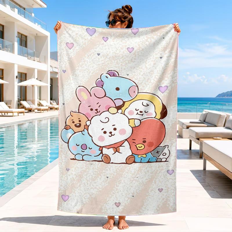K-pop cartoon Friends Beach Towel, Microfiber Beach Towel, Perfect For Pool, Beach, Travel, Home Decor Beach Party Fan gifts