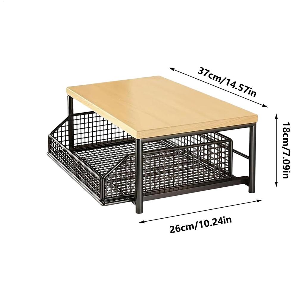 Kitchen Vegetable Storage Rack Vertical 2-Tier Organizer Rack Iron Standing Storage Shelves Drawer Fruit Storage Rack