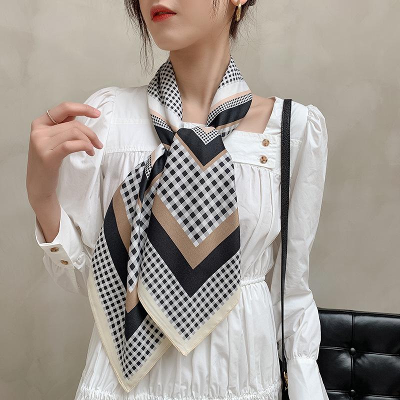 Spring square scarf silk scarf French retro women's simple and versatile foreign style fashion temperament twill silk scarf batch