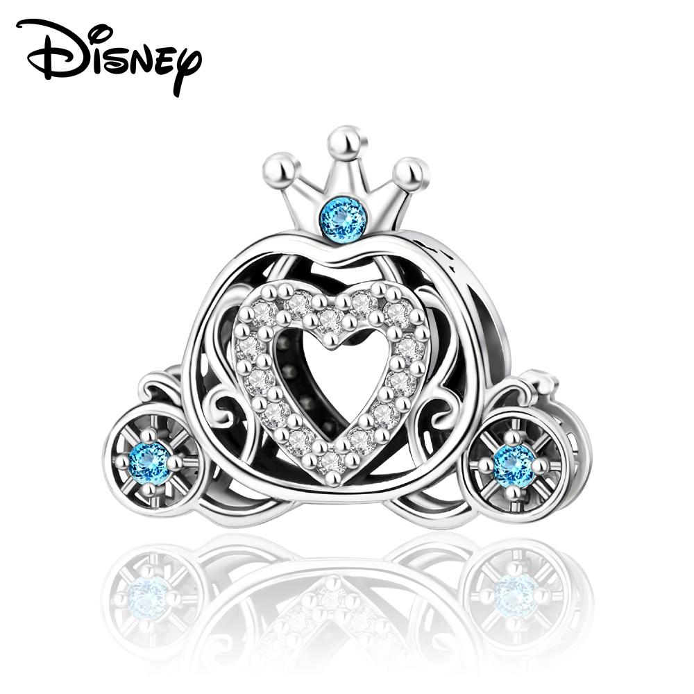 Disney 925 Silber Winnie Puuh Kürbiswagen und Minnie Anhänger Perlen Geeignet für DIY Armband Kann an Familie und Freunde verschenkt werden